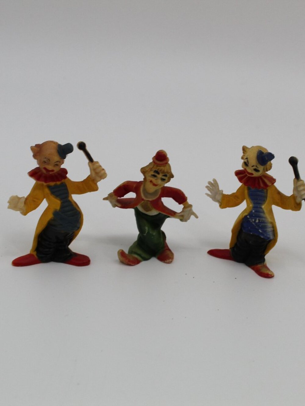 Vintage 1970s Plastic Circus Clown Figures Cake Toppers Lot of‎ 3 Novelty Fun